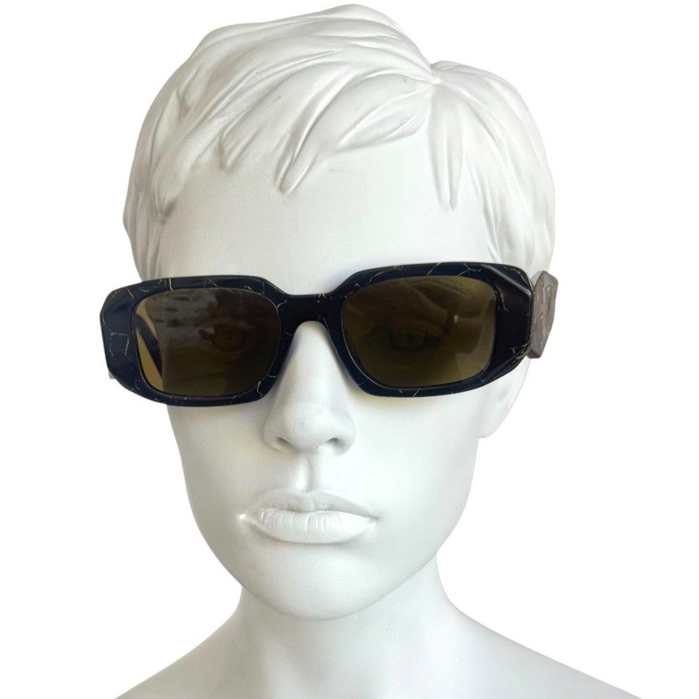 PRADA Rectangular Logo Sunglasses PR 17WSF Black/… - image 4